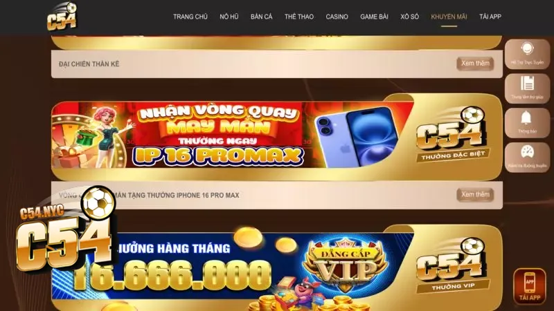 Vòng Quay May Mắn - Ưu đãi độc quyền chỉ có tại C54 Ưu đãi Vòng Quay May Mắn cực hot